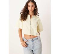 YAS - Blusa testurizzata giallo pallido con chiusura a gancetti 8