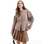 YAS - Bomber in maglia color fungo con cuciture a contrasto-Neutro XS
