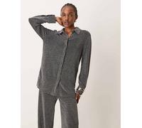 YAS - Camicia a maniche lunghe nera glitterata in coordinato-Nero S