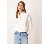 YAS - Camicia corta premium bianca con tasche-Bianco 48