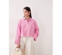 YAS - Camicia corta premium in cotone rosa malva con tasche 46