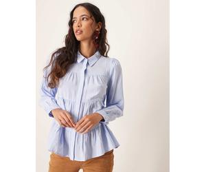 YAS - Camicia in punto smock color blu Kentucky a balze XXL