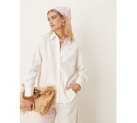 YAS - Camicia oversize in misto lino bianca in coordinato-Bianco 14
