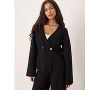 YAS - Cardigan a maniche lunghe in maglia nera in coordinato-Nero XS