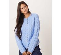 YAS - Cardigan azzurro testurizzato con finiture ondulate-Blu XL