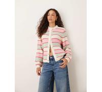 YAS - Cardigan in maglia color panna a righe di tonalità pastello-Multicolore M
