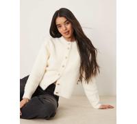 YAS - Cardigan in maglia testurizzata color crema-Bianco XL