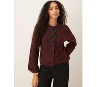 YAS - Cardigan morbidissimo bordeaux in misto lana con fiocchi-Rosso M