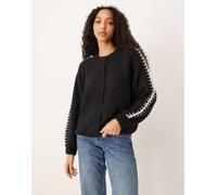 YAS - Cardigan morbido nero con cuciture a contrasto M