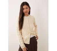 YAS - Cardigan testurizzato color crema con orli smerlati-Bianco S