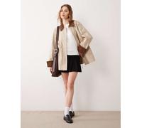 YAS - Giacca barn in twill beige Oxford con finiture a coste-Neutro 48