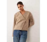 YAS - Giacca corta con chiusura asimmetrica color cocco tostato-Marrone 44