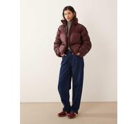 YAS - Giacca imbottita bordeaux con collo a imbuto e arricciatura-Rosso 6