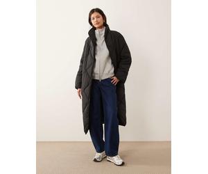 YAS - Giacca taglio lungo trapuntata a rombi nera-Nero 40