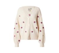 YAS - Cardigan color crema con maniche a palloncino con polsino e rose ricamate-Bianco XL