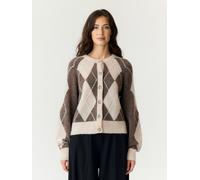 YAS Giacchetta 'YASJOHI' beige / cioccolato / bianco Donna - Abbigliamento - Taglie comode - Pullover e cardigan - Cardigan YAS S