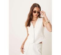 YAS - Gilet sartoriale bianco in twill con zip sul davanti in coordinato 48