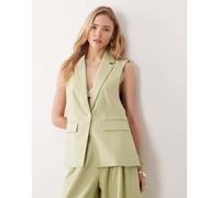 YAS - Gilet sartoriale taglio lungo verde inverno in coordinato 48