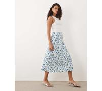 YAS - Gonna midi in raso blu a fiorellini S