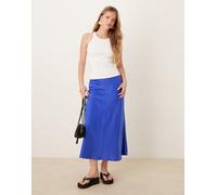 YAS - Gonna midi in raso blu brillante XS