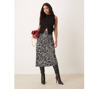 YAS - Gonna midi in raso con stampa monocromatica a pois-Nero M