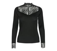 YAS - Top a maniche lunghe nero con inserto in pizzo XS