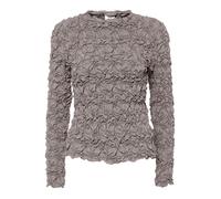 YAS - Top a maniche lunghe grigio tortora testurizzato 3D 14