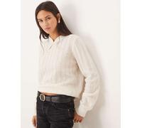 YAS - Maglione lavorato testurizzato color crema-Bianco S