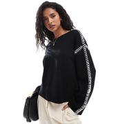 YAS - Maglione nero con cuciture a contrasto XL