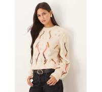 YAS - Maglione oversize premium color crema con cuciture a contrasto-Bianco S