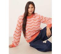 YAS - Maglione rosa a righe in misto lana mohair XL