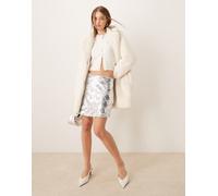 YAS - Minigonna argentata con paillettes e motivo a onde-Argento S