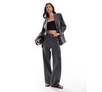 YAS - Pantaloni a fondo ampio sartoriali grigio scuro mélange in coordinato 8