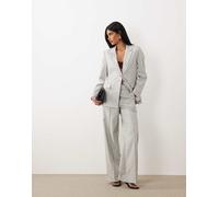 YAS - Pantaloni sartoriali a pieghe a vita alta grigio chiaro mélange in coordinato 40