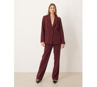 YAS - Pantaloni sartoriali bordeaux a vita alta in coordinato-Rosso 14