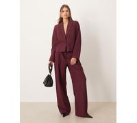 YAS - Pantaloni sartoriali bordeaux a vita alta in coordinato-Rosso 42