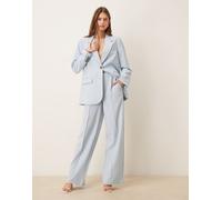 YAS - Pantaloni sartoriali celesti a vita alta con fondo ampio in coordinato-Blu 42