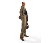 YAS - Pantaloni sartoriali dritti a vita alta color tortora in coordinato-Neutro S