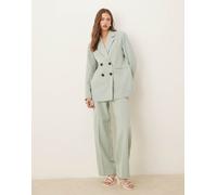 YAS - Pantaloni sartoriali dritti a vita alta verde iceberg in coordinato 10