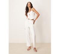 YAS - Pantaloni sartoriali dritti bianchi in coordinato-Bianco 42