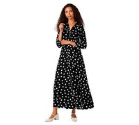 YAS - Vestito camicia lungo nero con stampa a pois L