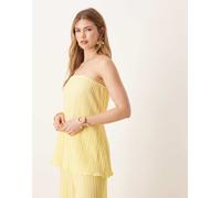 YAS - Top a fascia plissé giallo vaniglia con fondo arrotolato in coordinato XS