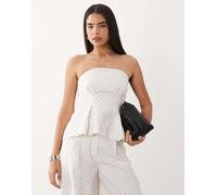 YAS - Top a fascia sartoriale bianco e nero a pois in coordinato 42