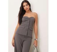 YAS - Top a fascia sartoriale grigio temporale in coordinato XL