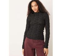 Y.A.S Top a maniche lunghe YASMERA donna nero con texture 3D