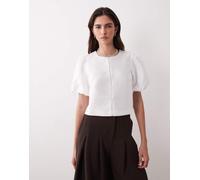 YAS - Top bianco gardenia con maniche voluminose e chiusura sul davanti 44