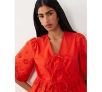 YAS - Top in pizzo di cotone rosso allacciato sul davanti 44