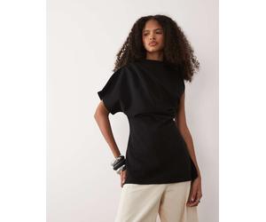 YAS - Top strutturato premium asimmetrico in jersey nero M