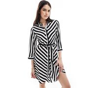 YAS - Vestito camicia corto a righe larghe bianche e nere-Nero S