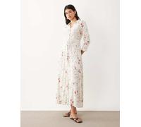 YAS - Vestito camicia lungo bianco con stampa a fiori L
